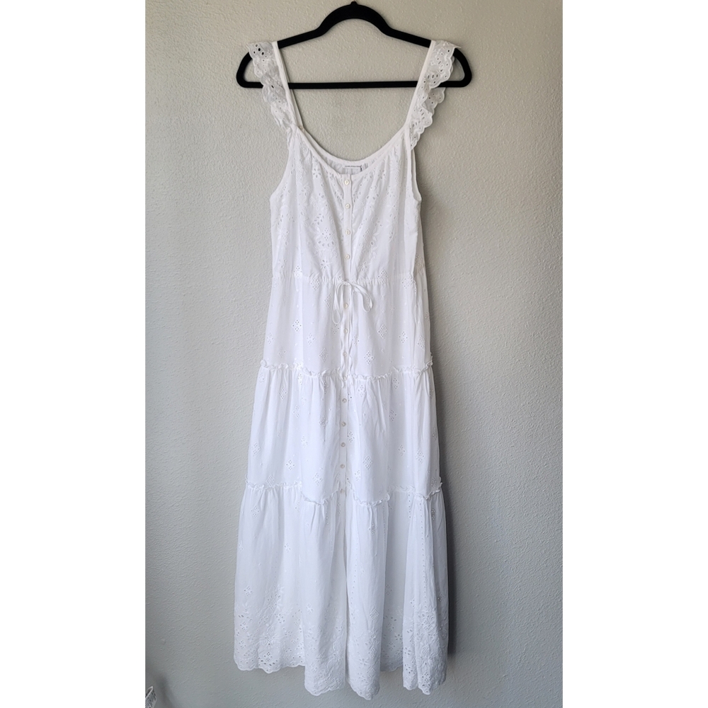 Unsubscribed White Embroidered Eyelet Ruffle Tiered Dress Size 4 NWT